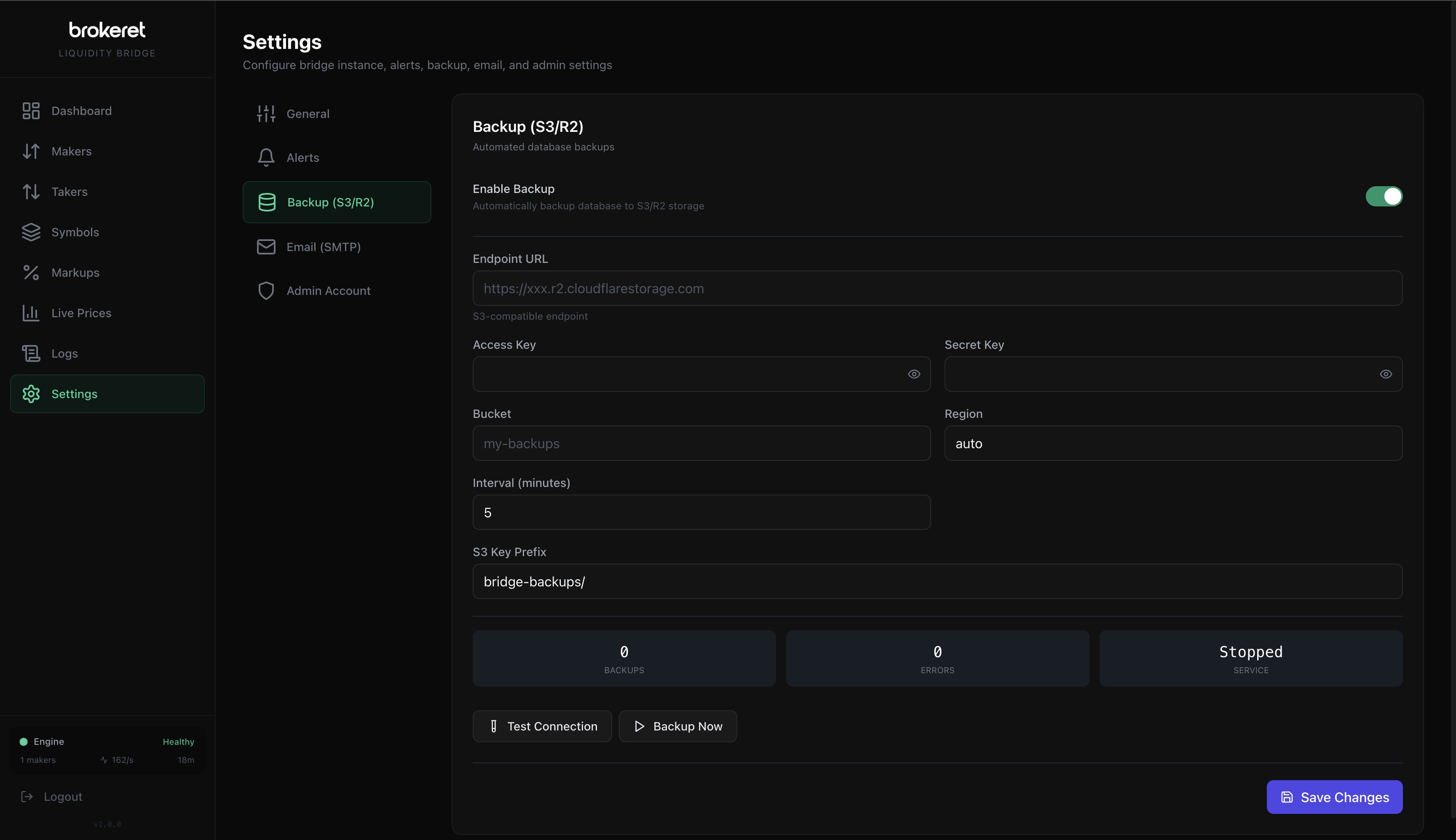 XiroLink Automated Backups configuration panel